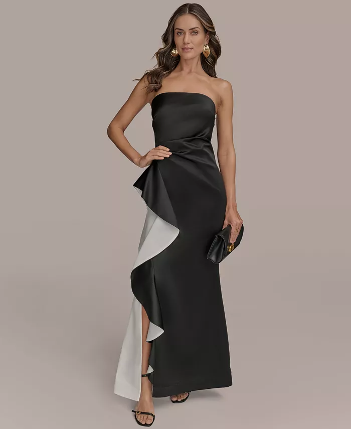 

Женское платье без бретелей с рюшами Donna Karan New York, черный