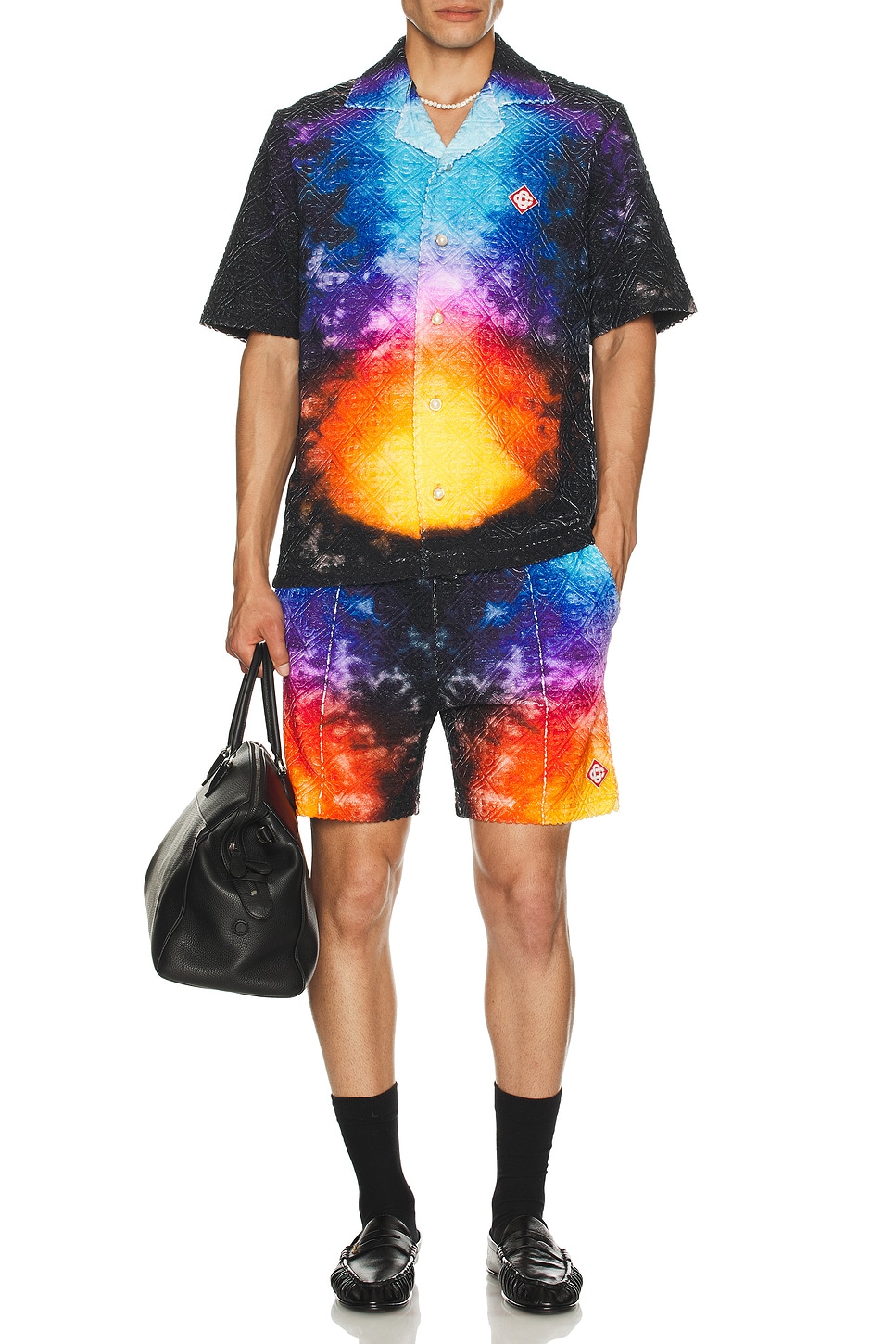 

Открытая воротниковая рубашка с жаккардовым монограммным узором Casablanca, Tie Dye