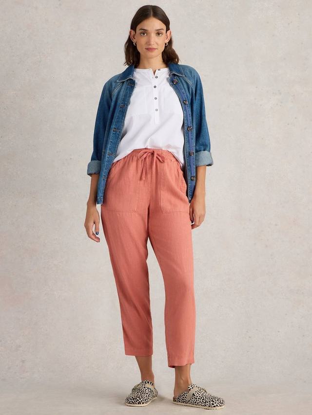 

Брюки из льняной смеси elle White Stuff, цвет Coral