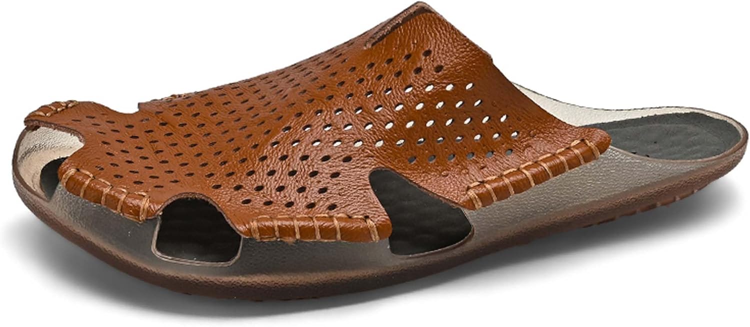 

Мужские кожаные сандалии с поддержкой свода стопы, спортивные восстановительные сандалии для мужчин, удобные, легкие, летние повседневные пляжные слайды для мужчин, для дома и улицы, сандалии на легком скольжении Generic, коричневый