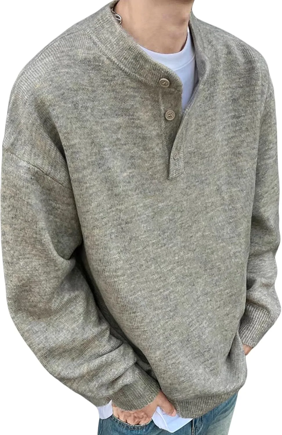 

Мужской свитер с воротником хенли из кашемира