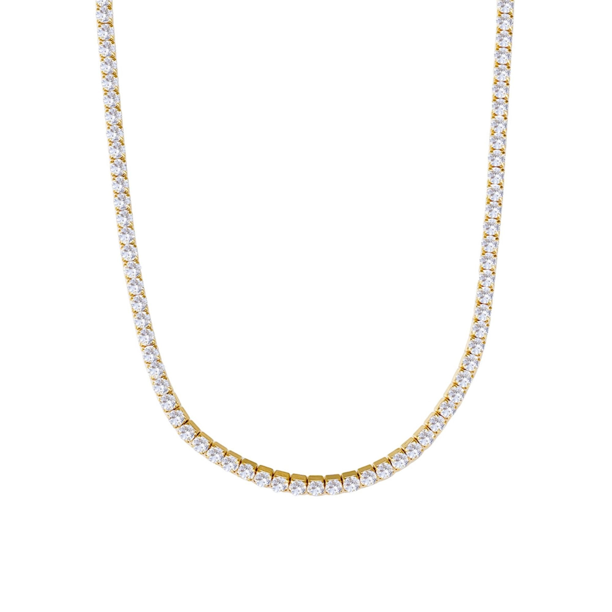 

Теннисное ожерелье из 14-каратного желтого золота, 3 мм Adornia, золотой