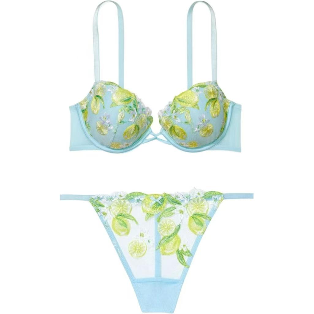 

Victoria's Secret Комплект нижнего белья женский синий с цветочным принтом