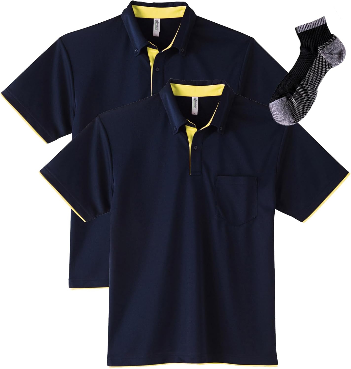 

Мужская рубашка-поло Glimmer 00315-AYB на пуговицах, из быстросохнущей ткани, с коротким рукавом, с карманом, плотность ткани 4,4 унции, темно-синий/желтый