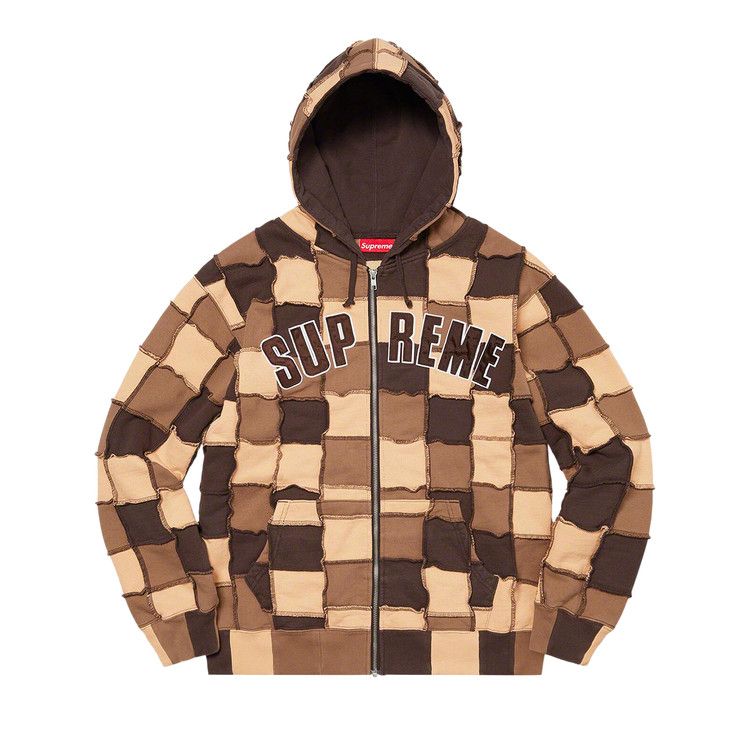 

Толстовка Supreme Reverse Patchwork Zip Up Hooded Sweatshirt, Brown
