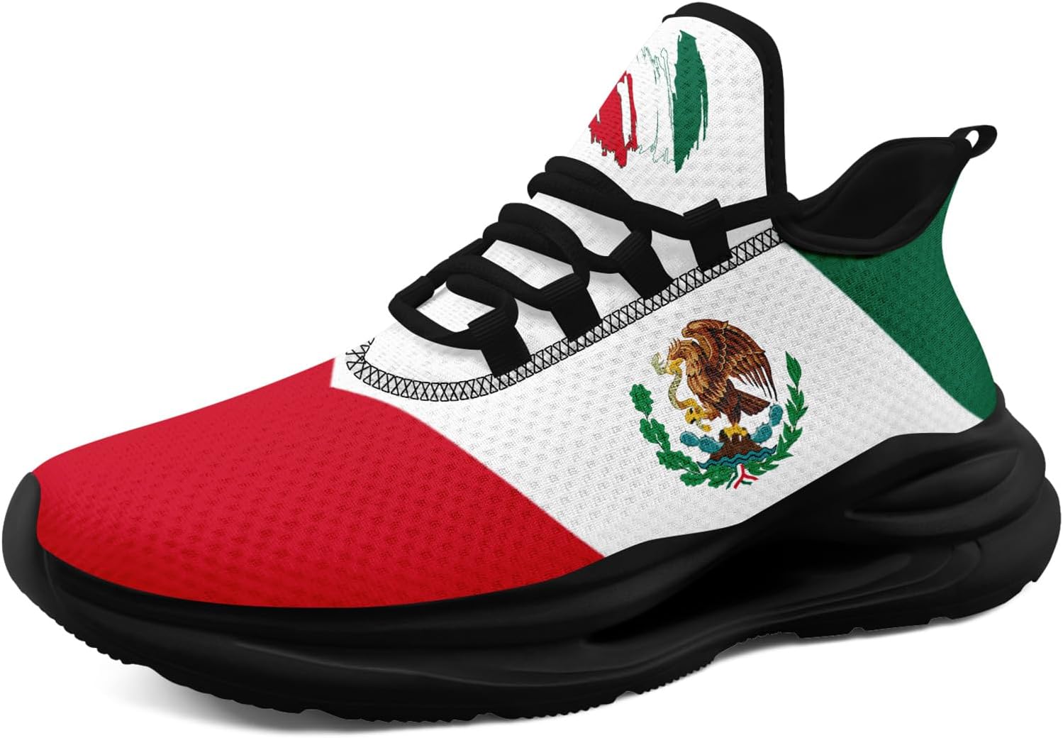 

Кроссовки с флагом Мексики - Дышащие легкие беговые кроссовки с EVA подошвой - Патриотическая обувь для мужчин и женщин Awsole, белый/черный/красный/зеленый