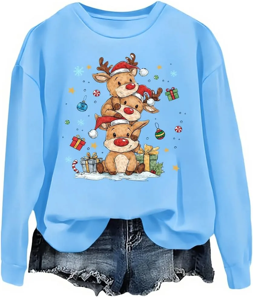 

Зимний свитшот с оленем, рождественский худи Unisex woati