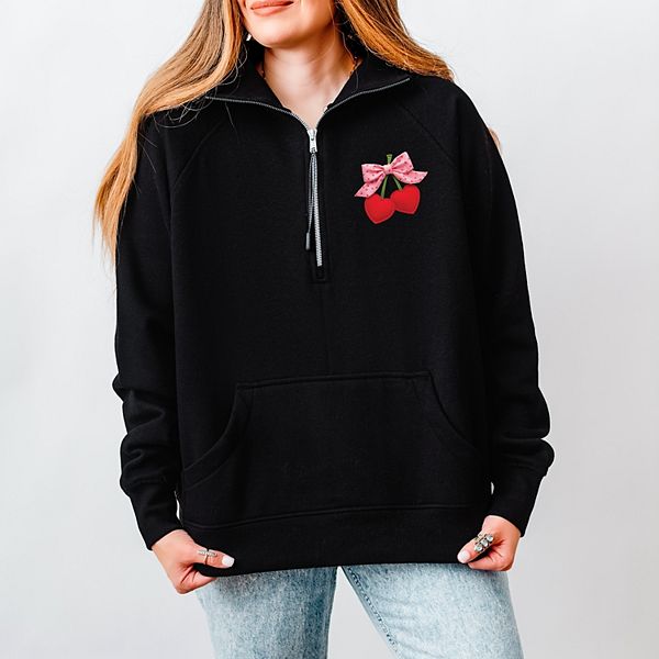 

Свитшот женский quarter zip с принтом в виде вишневых сердечек и розового банта Simply Sage Market, Black, Розовый, Свитшот женский quarter zip с принтом в виде вишневых сердечек и розового банта Simply Sage Market, Black