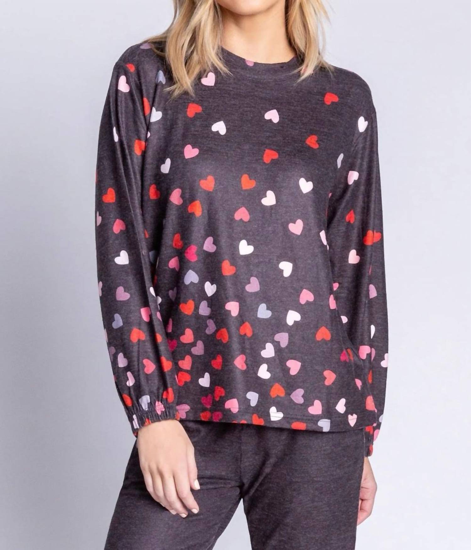 

Топ для отдыха с длинным рукавом Kiss Me Goodnight Rbkgls в шиферном цвете PJ Salvage, Slate