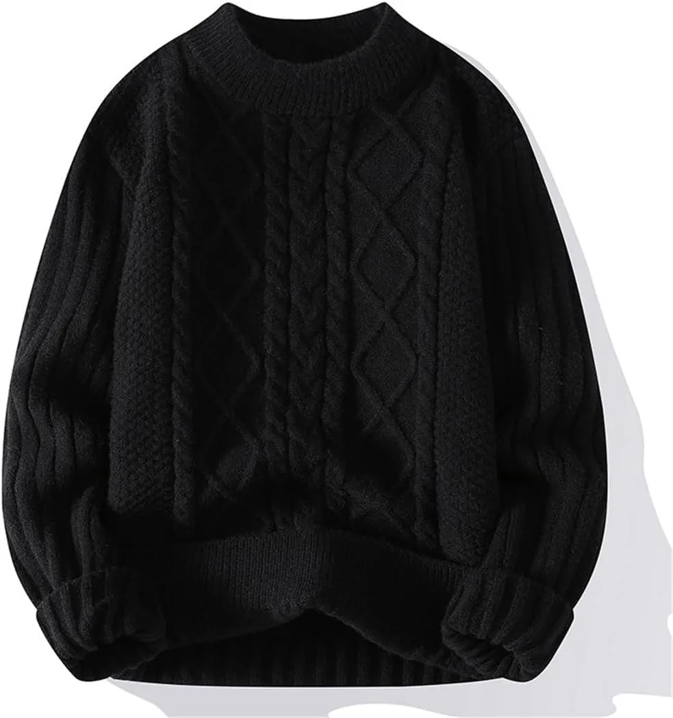 

Мужской однотонный шерстяной свитер с круглым вырезом и длинными рукавами