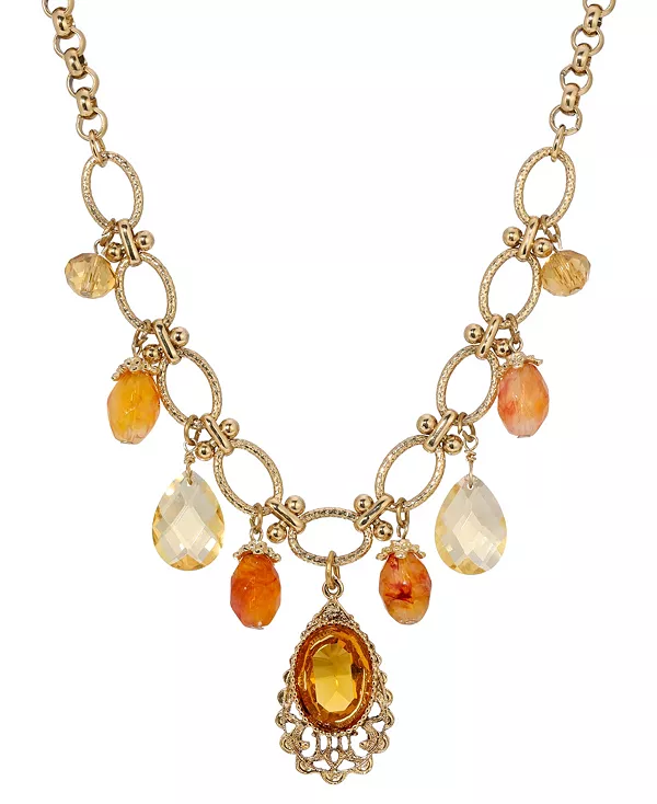 

Ожерелье из стеклянных бусин с топазом 2028, beige