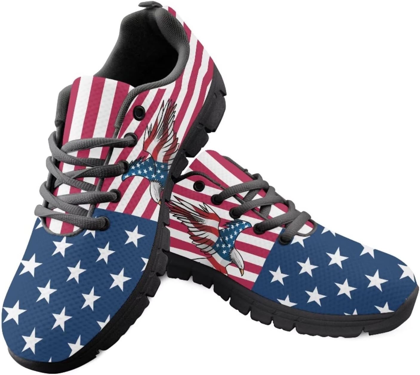 

Кроссовки с флагом США для прогулок, кеды на 4 июля, повседневные беговые кроссовки для Дня независимости Getelinseng, Bold Eagle American Flag