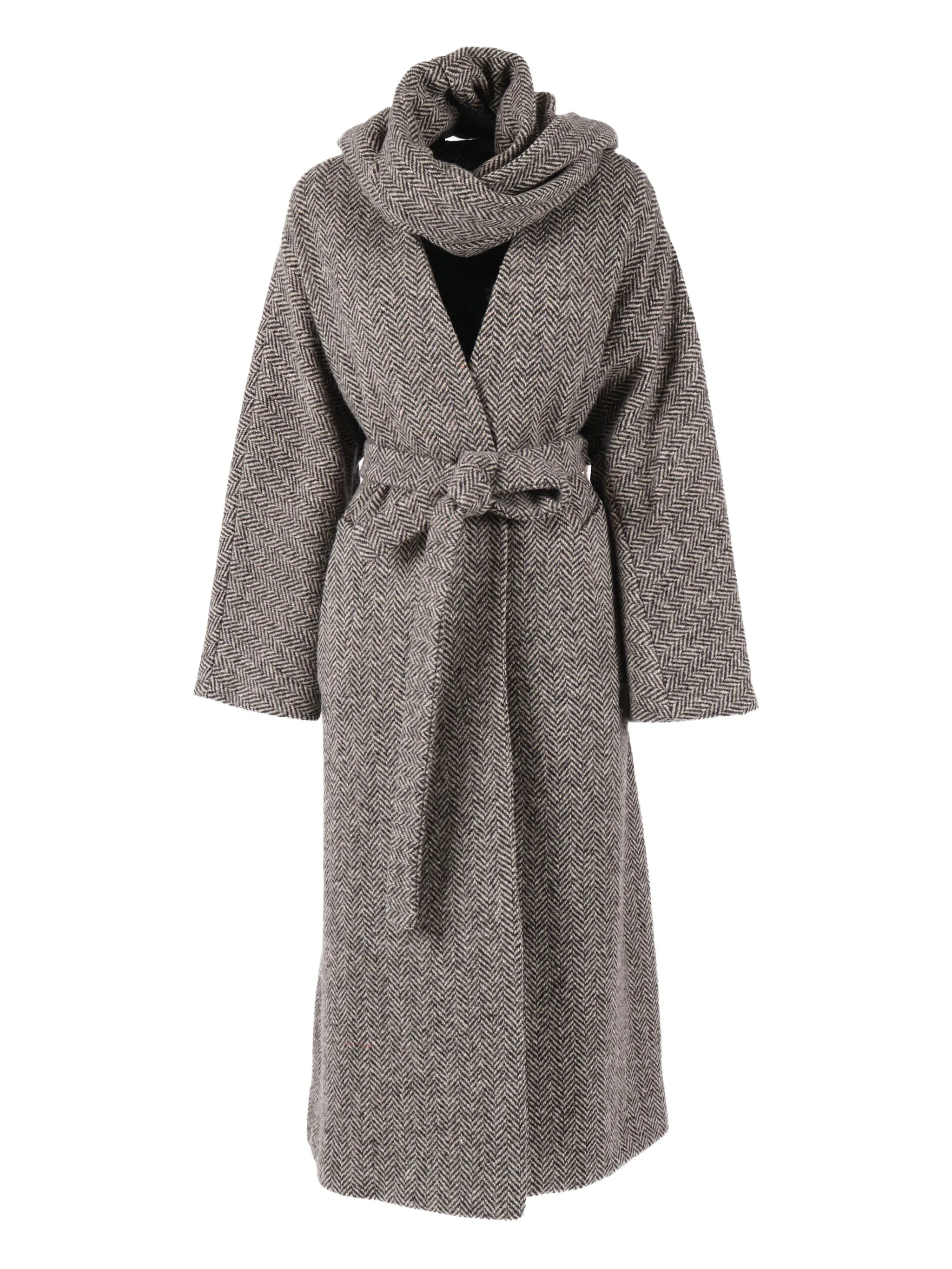 

Пальто Zenica с бахромой и узором в елочку Weekend Max Mara, черный