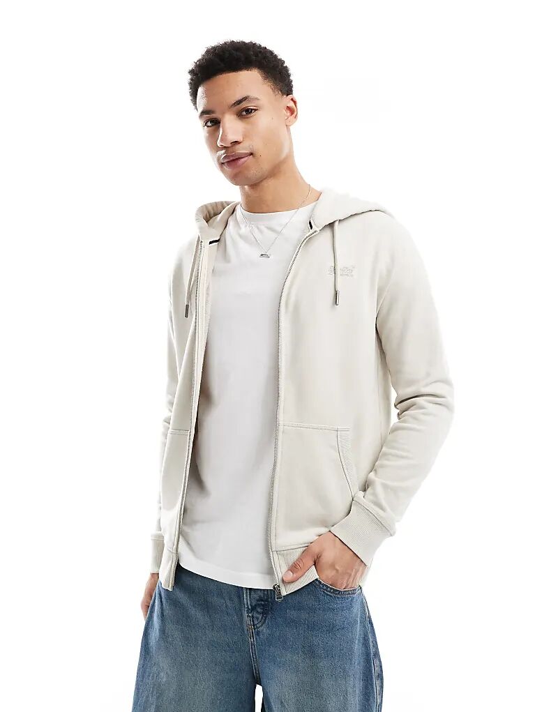

Толстовка с капюшоном Superdry Essential на молнии с логотипом в цвете светло-бежевый