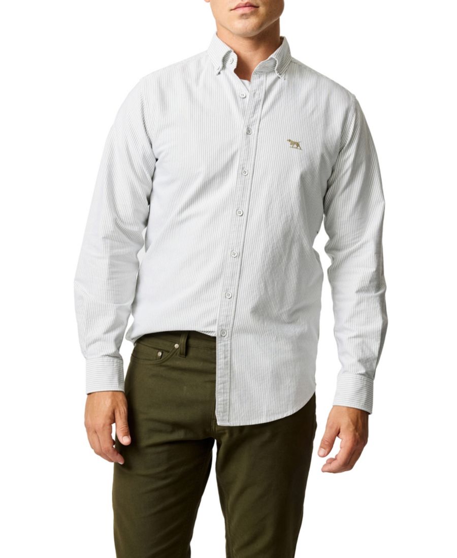

Мужская спортивная рубашка Gunn Oxford Stripe с длинными рукавами и полосками Rodd & Gunn, Khaki