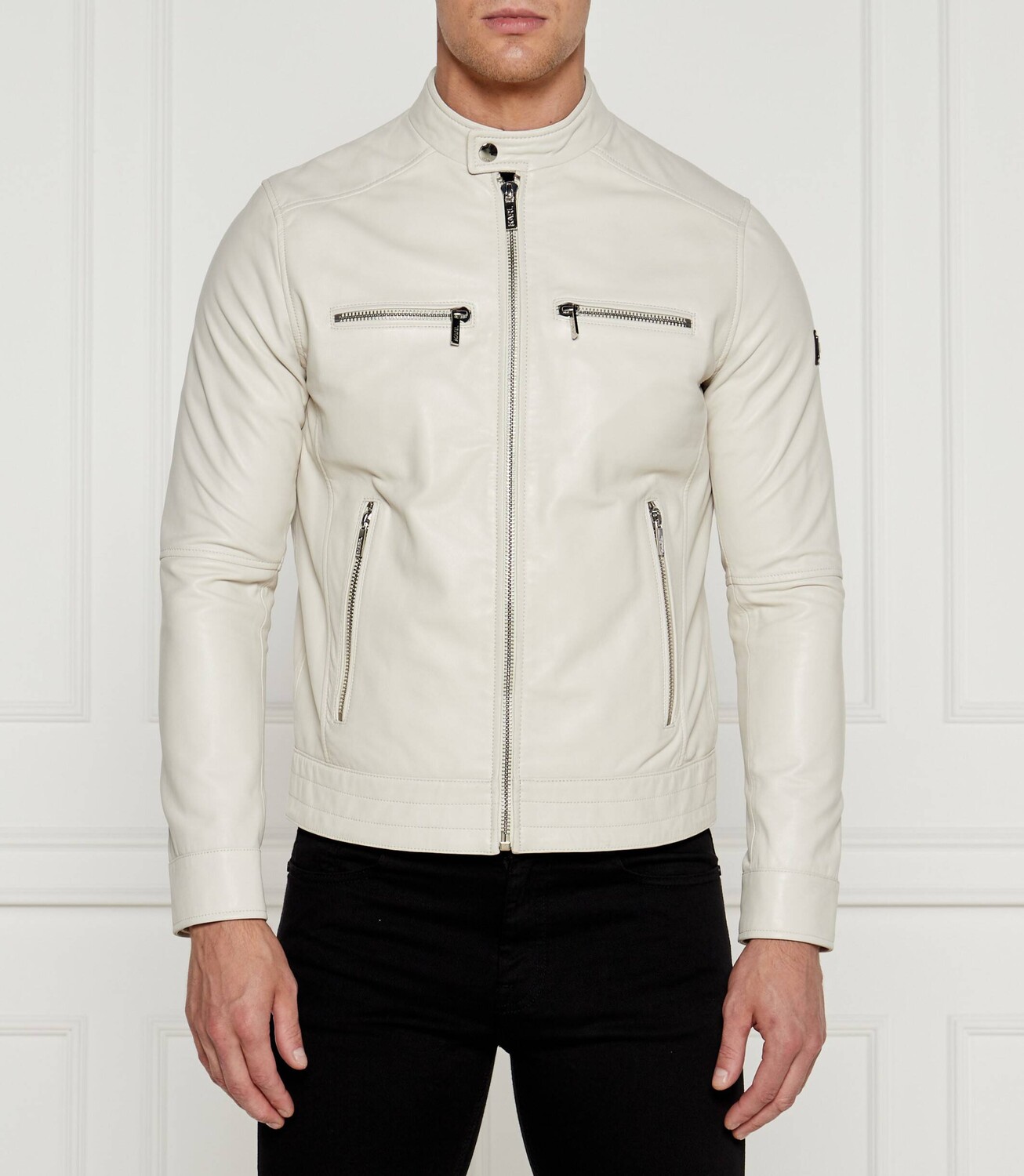 

Кожаная куртка Karl Lagerfeld Regular Fit, экрю