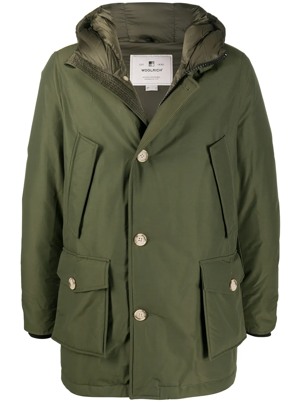 

Пуховик на пуговицах WOOLRICH, зеленый