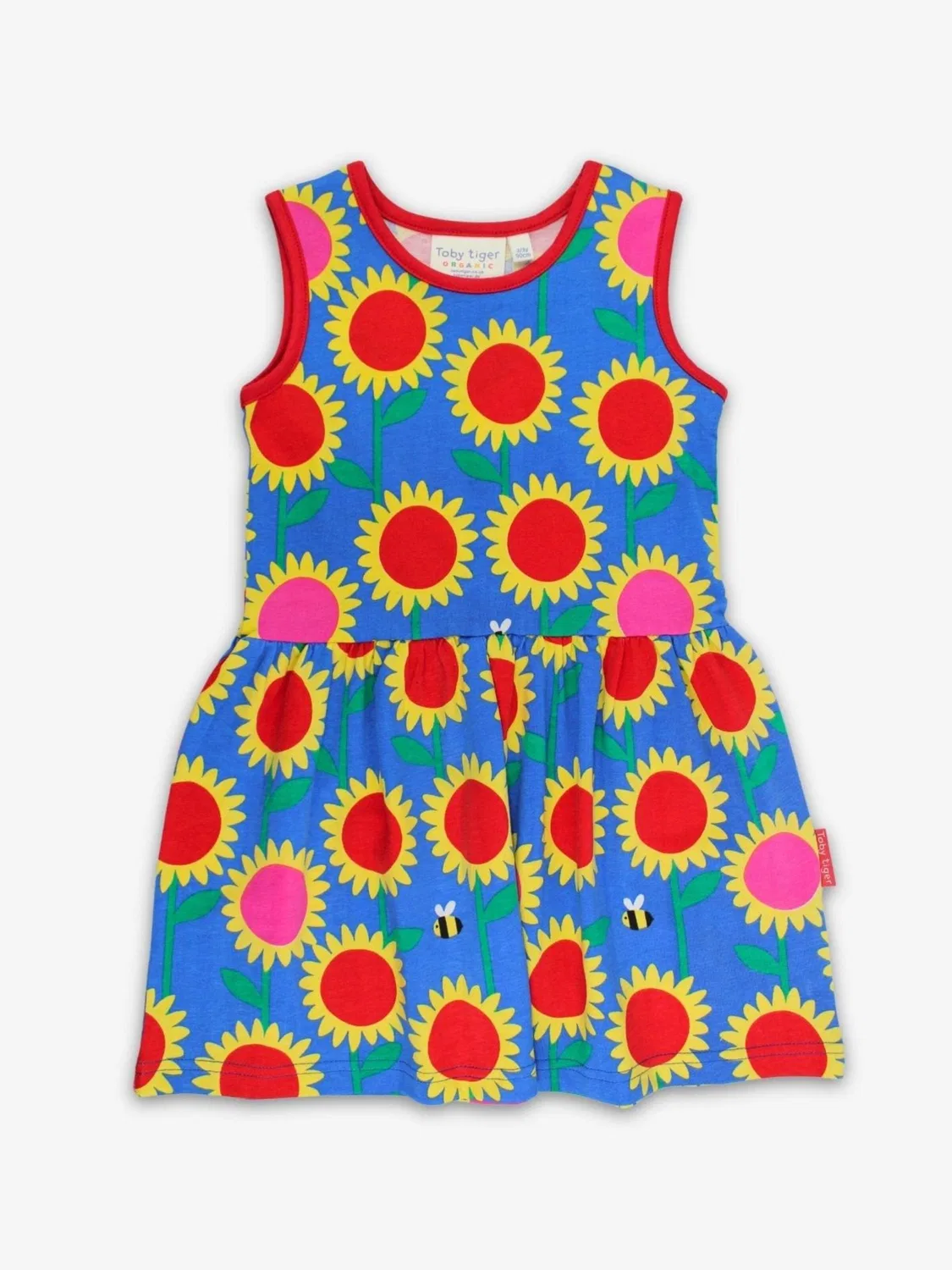 Платье 'Bio-Baumwoll Kinder Sommerkleid mit Sonnenblumen-Meer-Druck' Toby Tiger, Blue