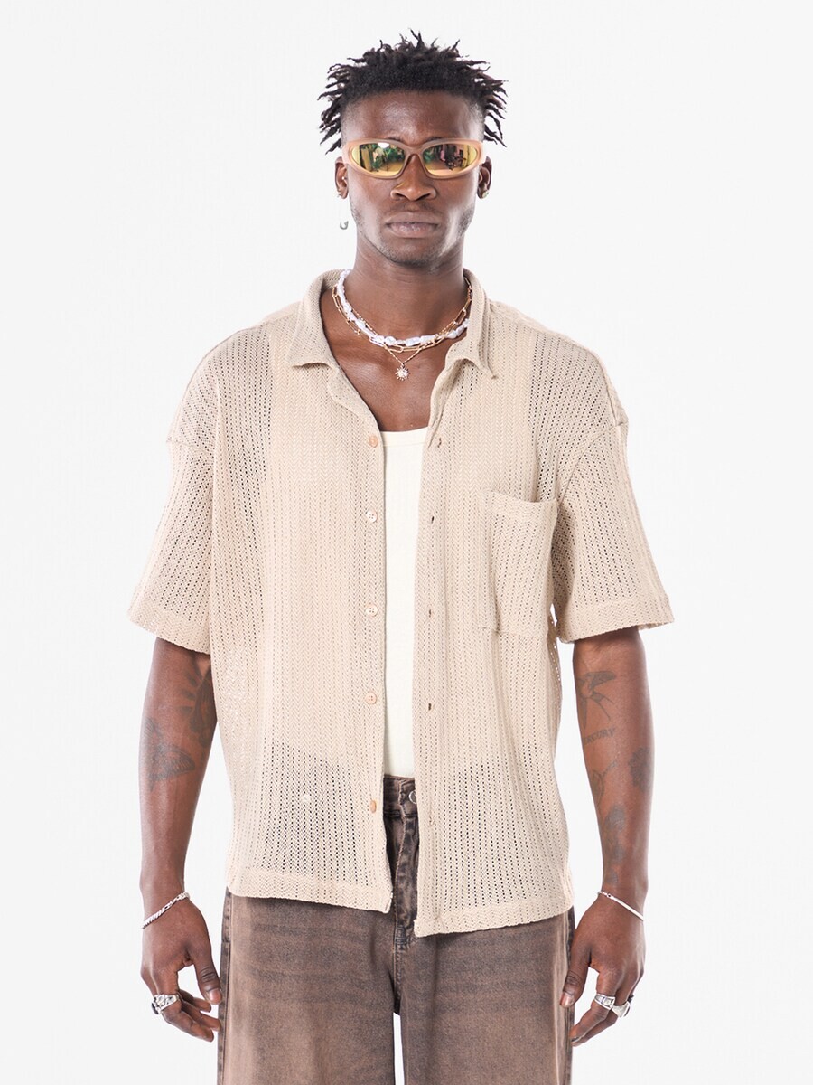 

Повседневная рубашка VAMOS CLO Comfort fit Button Up Shirt Lithodora, бежевый