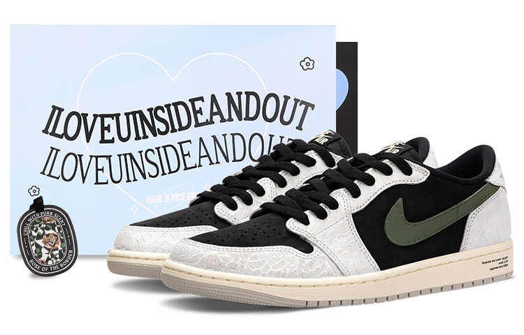 

Кроссовки Air Jordan 1 Vintage Basketball Shoes Men Low-top Black/white/green, белый