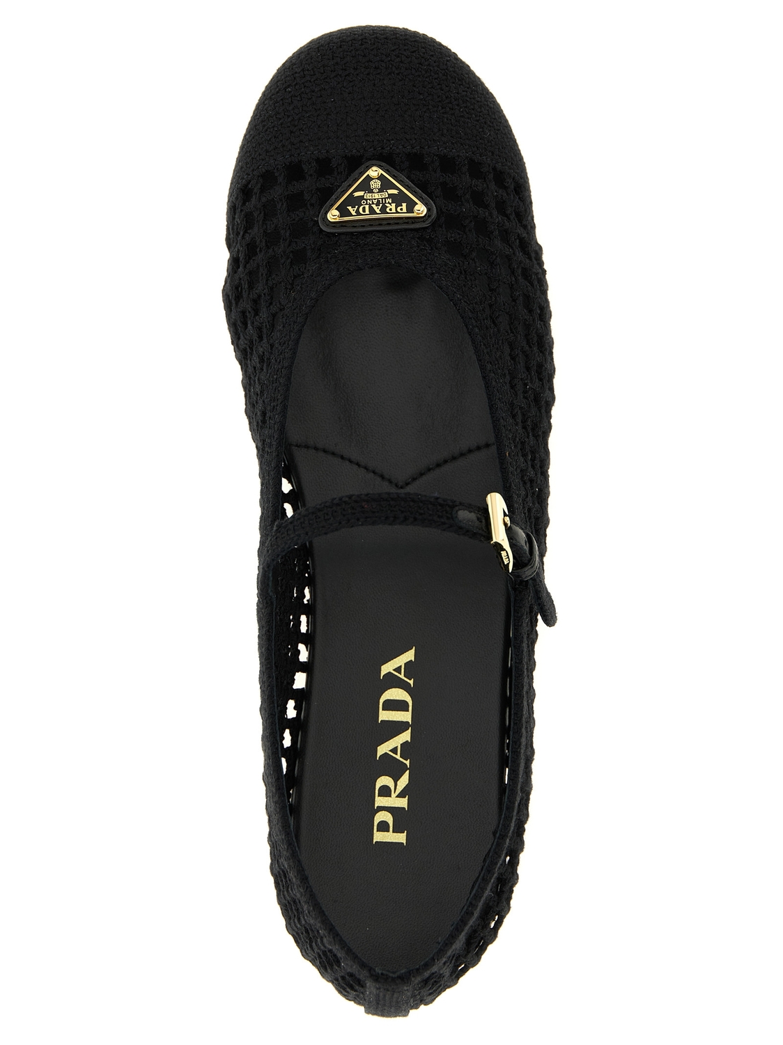 Балетки из хлопкового кружева (крючком) Prada, черный — фото 4