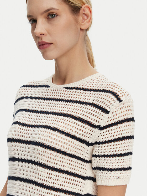 Летнее платье облегающего кроя Pointelle WW0WW44489 Tommy Hilfiger, бежевый — фото 4