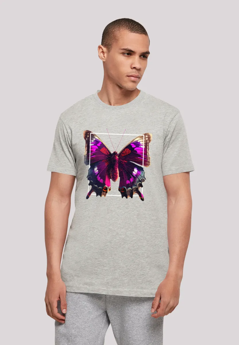 

F4NT4STIC Футболка "Pink Butterfly TEE UNISEX", принт, серый