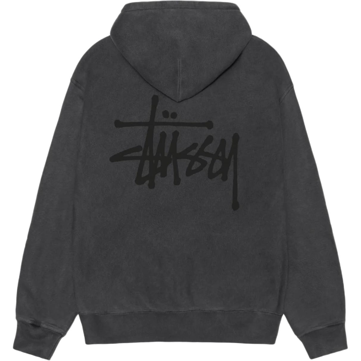 Stussy Базовый худи с молнией пигментной окраски, Black — фото 4