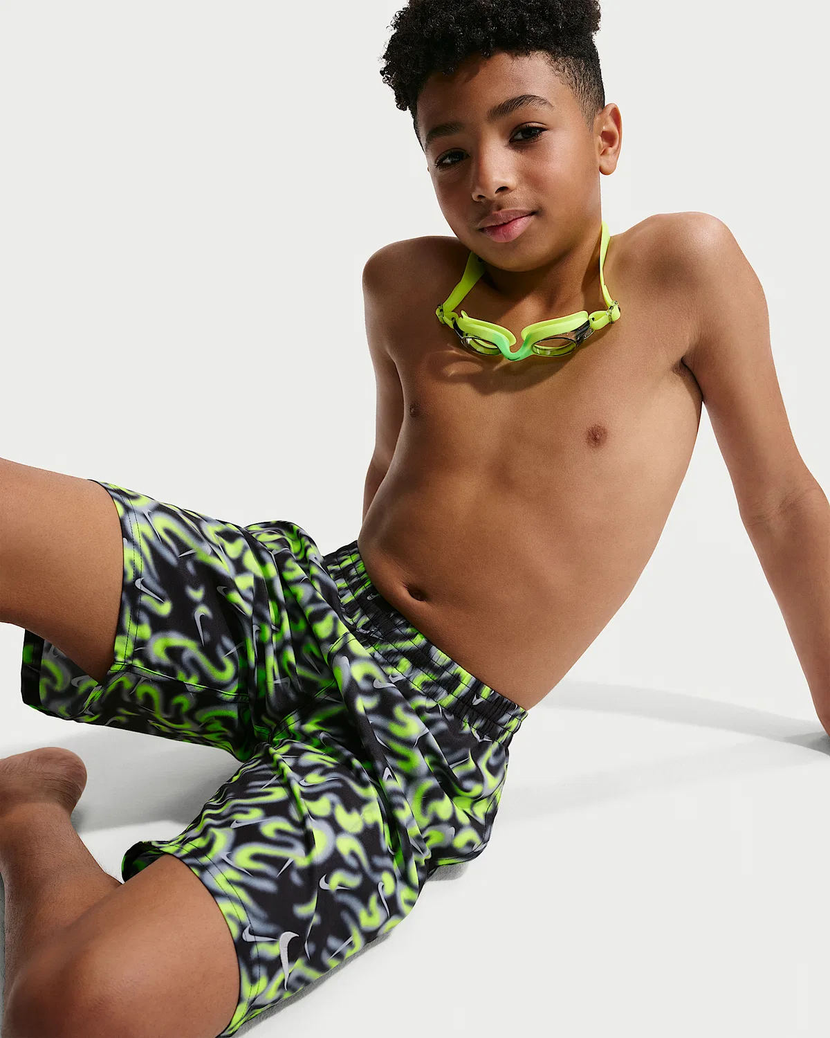 Детские (мальчиковые) плавки Nike Swim Breaker 7" с боксерской подкладкой, Black — фото 4