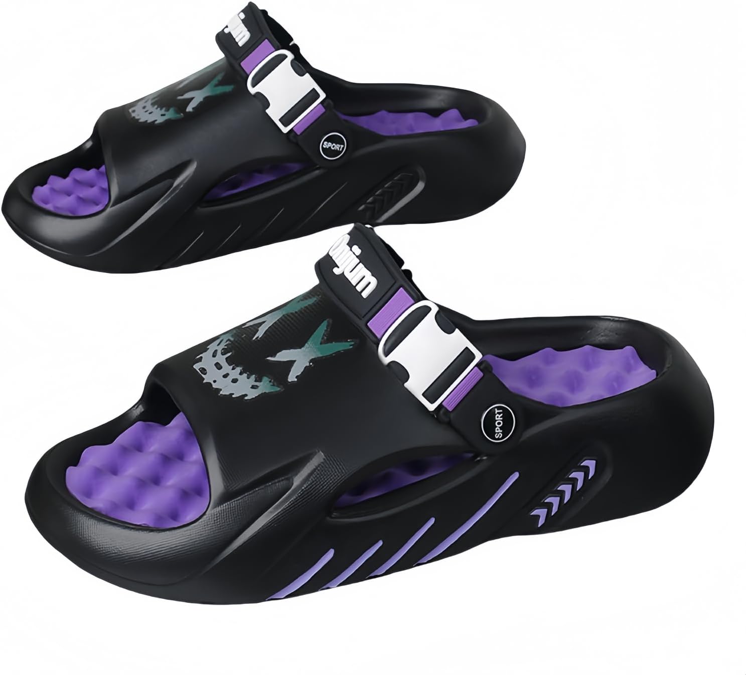 

Мужские летние спортивные сандалии с противоскользящей подошвой, антизапахом, с толстой подошвой, акупрессурные, для отдыха на пляже. Доступны большие размеры Generic, пурпурный