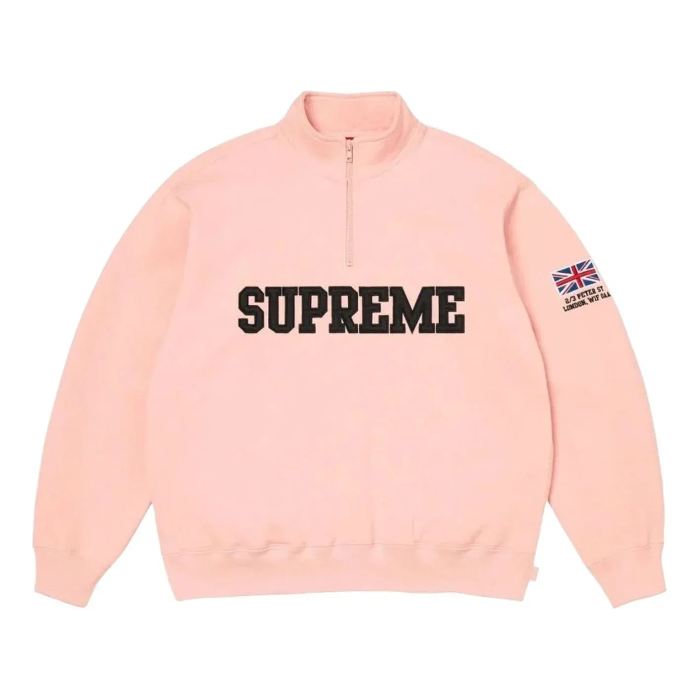 Пуловер Supreme SS26 Shop Flag Half Zip Pullover 'Light Pink-London'