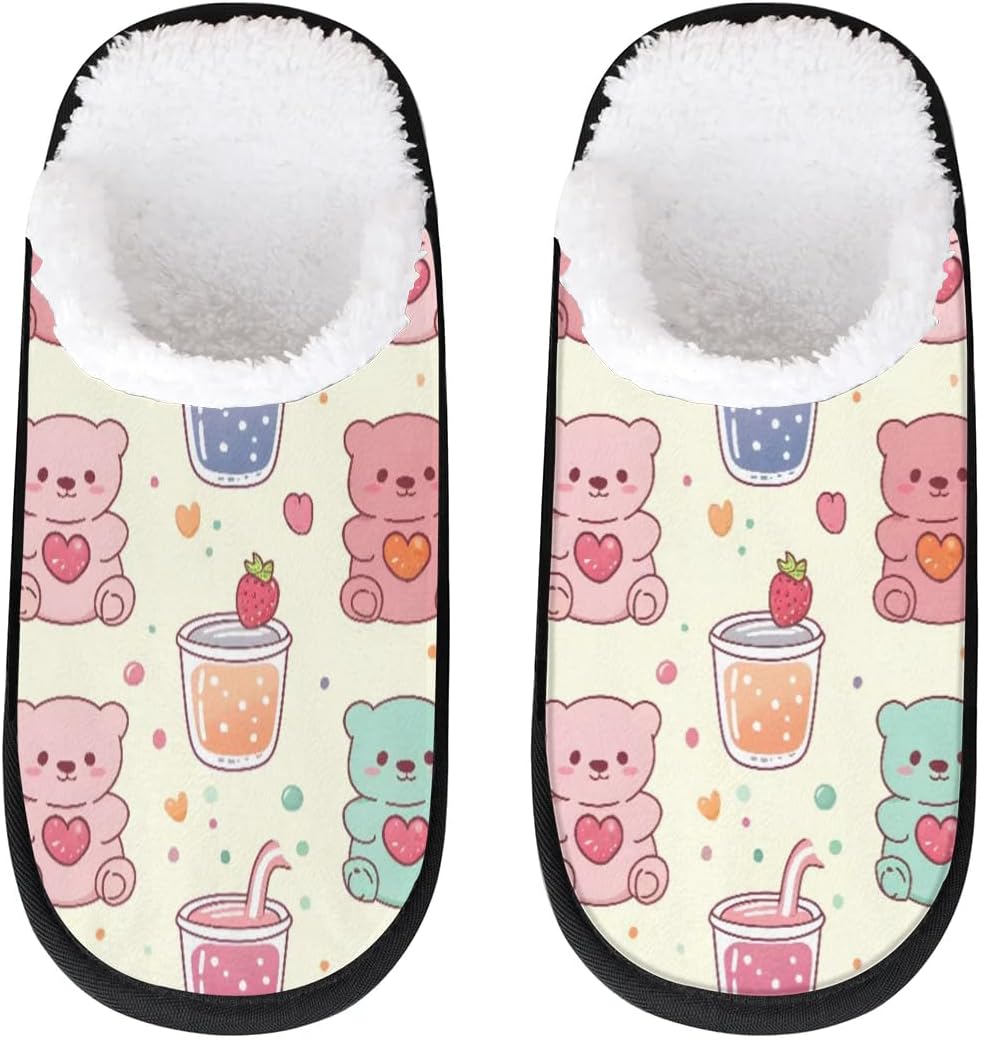 

Тапочки Gublec для женщин и мужчин, уютные с нескользящей подошвой, для дома, теплые плюшевые тапочки для дома, спальни и путешествий, Cute Bears Theme