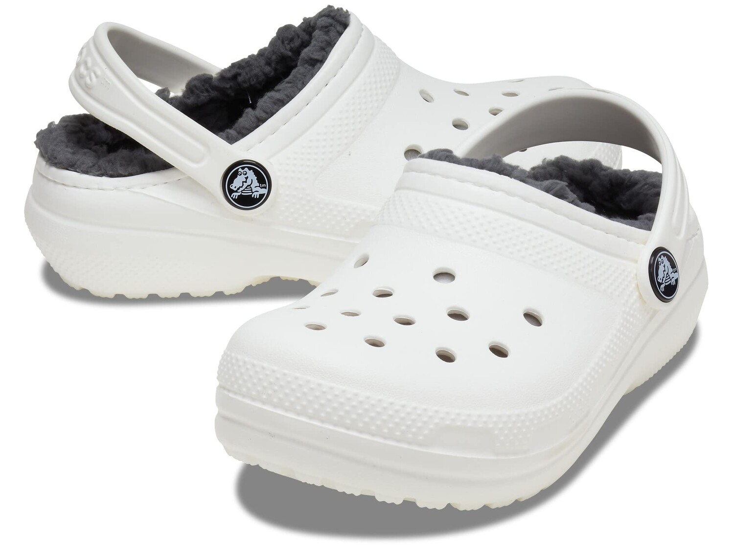 Сабо Crocs Kids Classic Lined Clog (Little Kid/Big Kid), белый/серый
