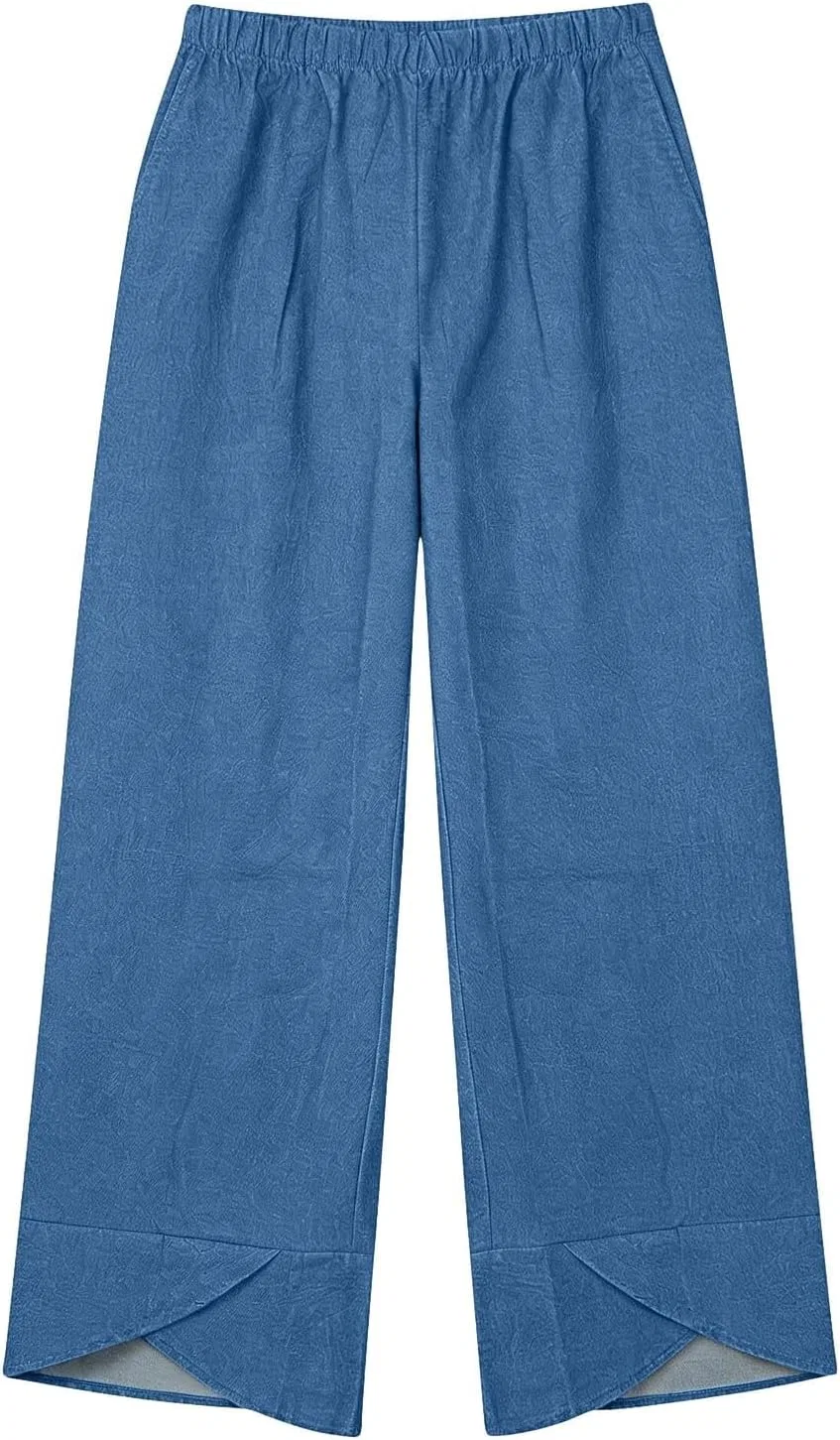 Джинсы капри прямые, голубой — фото 4