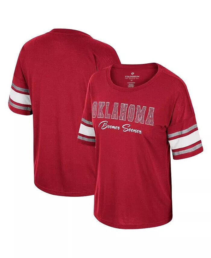 

Женская футболка с надписью «I'm Gliding Here» из красного цвета со стразами от Oklahoma Sooners Colosseum