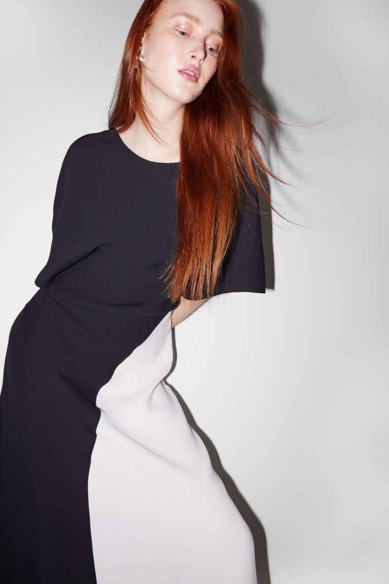 

Атласное платье миди H&M, черный