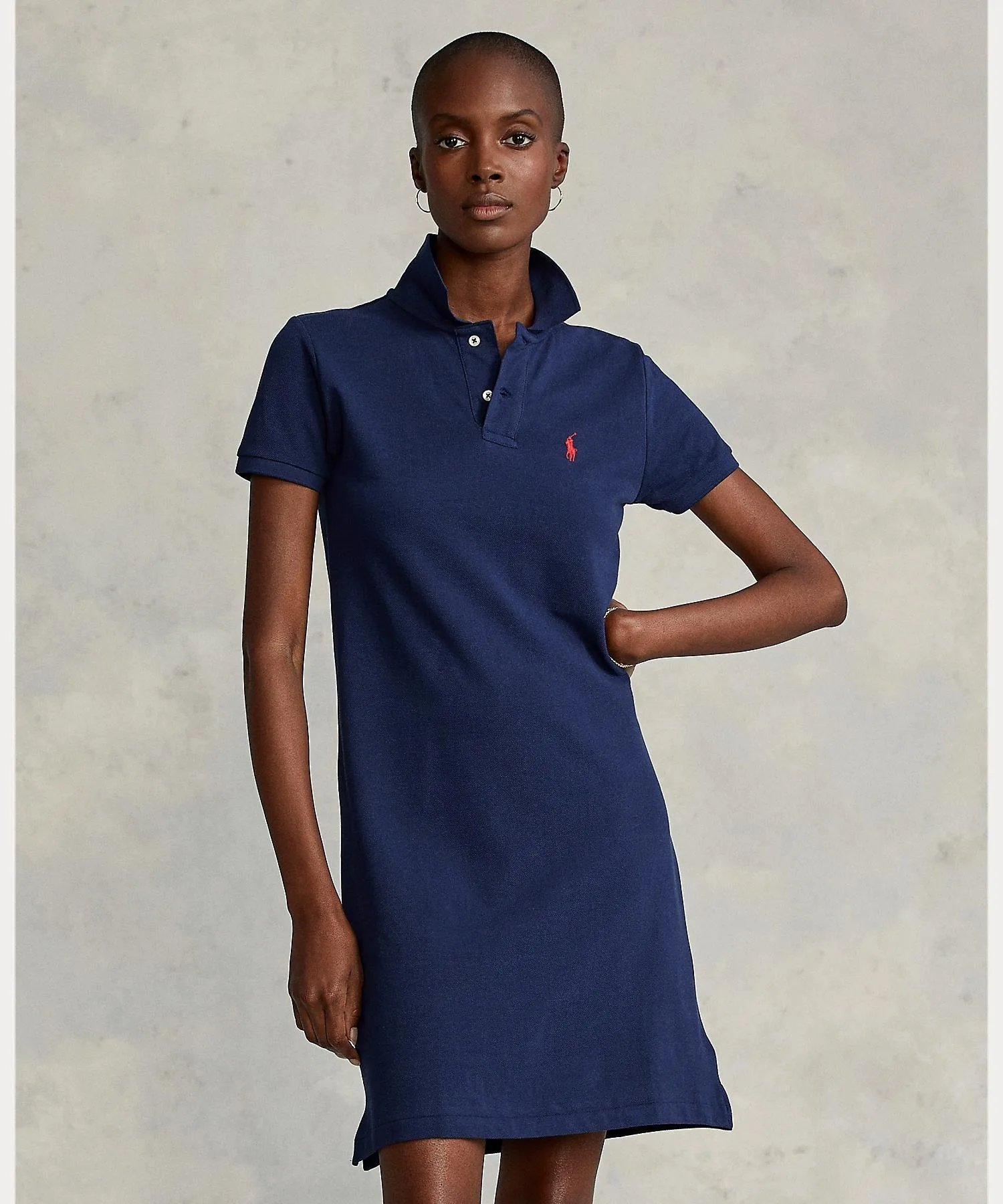 Платье-поло из хлопковой сетки Polo Ralph Lauren, 400 Blue