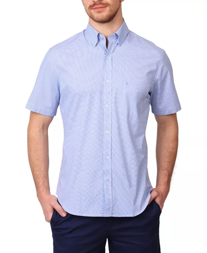 

Мужская рубашка с коротким рукавом Signature Micro Gingham Tailorbyrd, синий