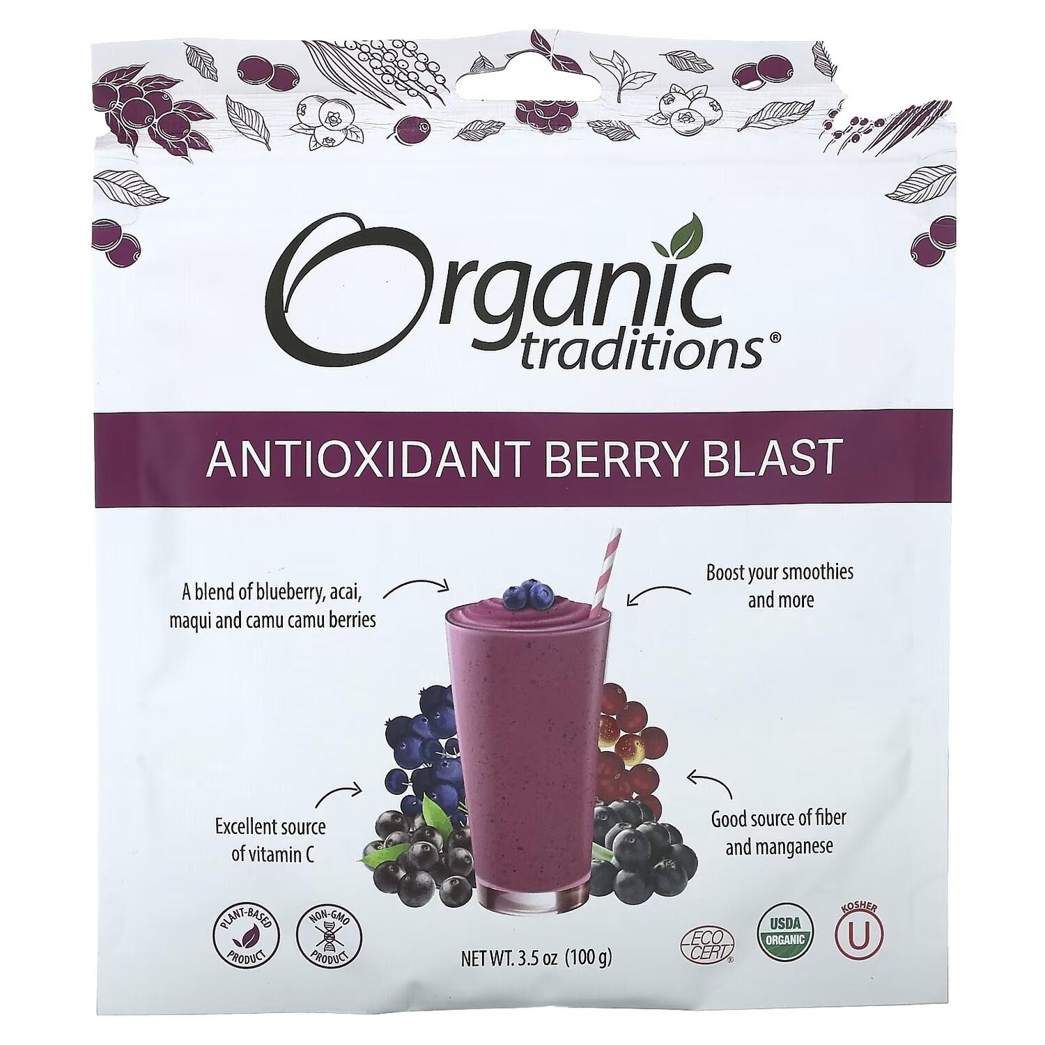 

Добавка Organic Traditions Antioxidant Berry Blast, 100 г