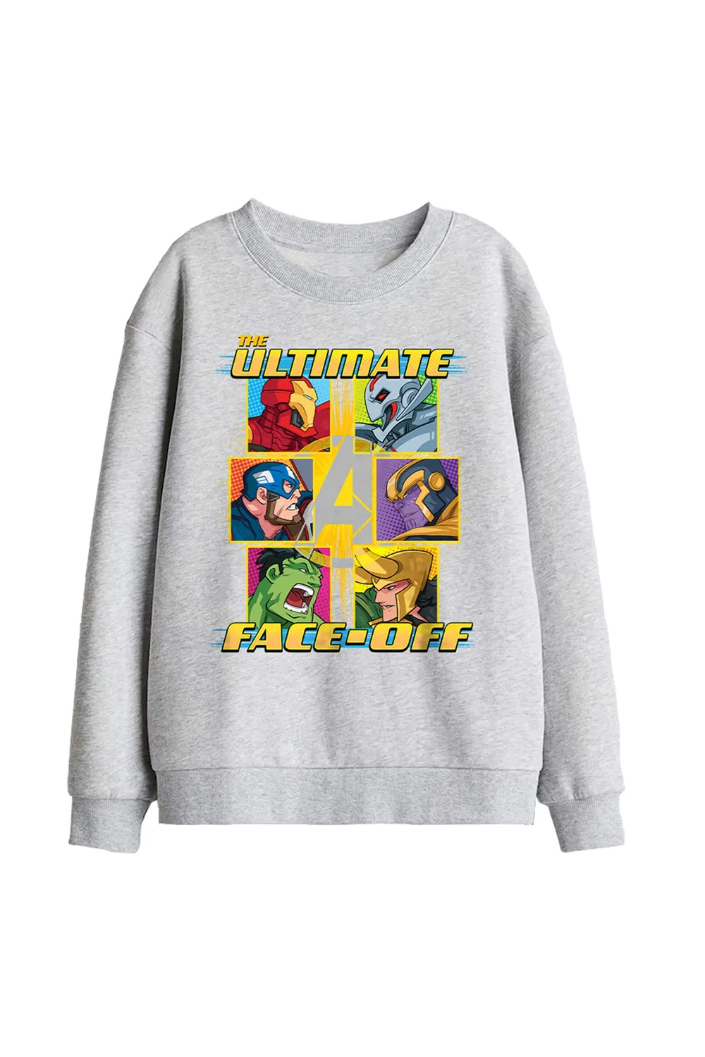 Детский свитшот с принтом Marvel Avengers, Athletic Heather, светло-серый