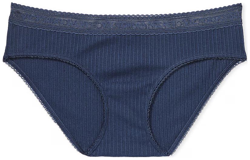

PINK COTTON Логотип Хлопковые Кружевные Трусики с Высокой Посадкой Женские 1 Штука Тёмно-Синий Victoria's Secret