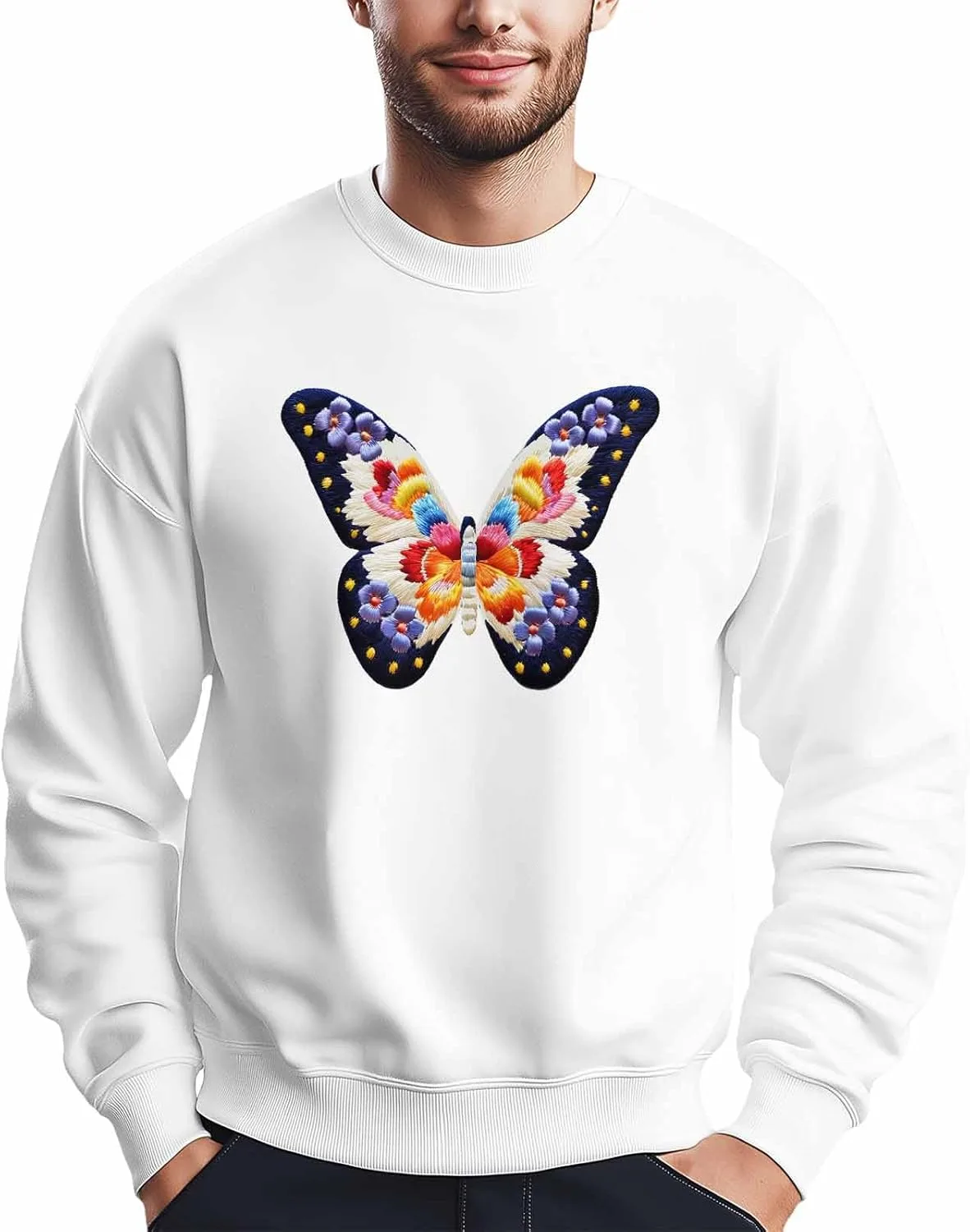 

Мужской свитшот с принтом бабочки, фиолетовый и бежевый Winvebermior