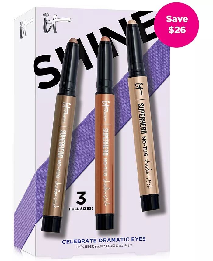 

3 шт. Набор теневых палочек Shine Superhero No-Tug It Cosmetics