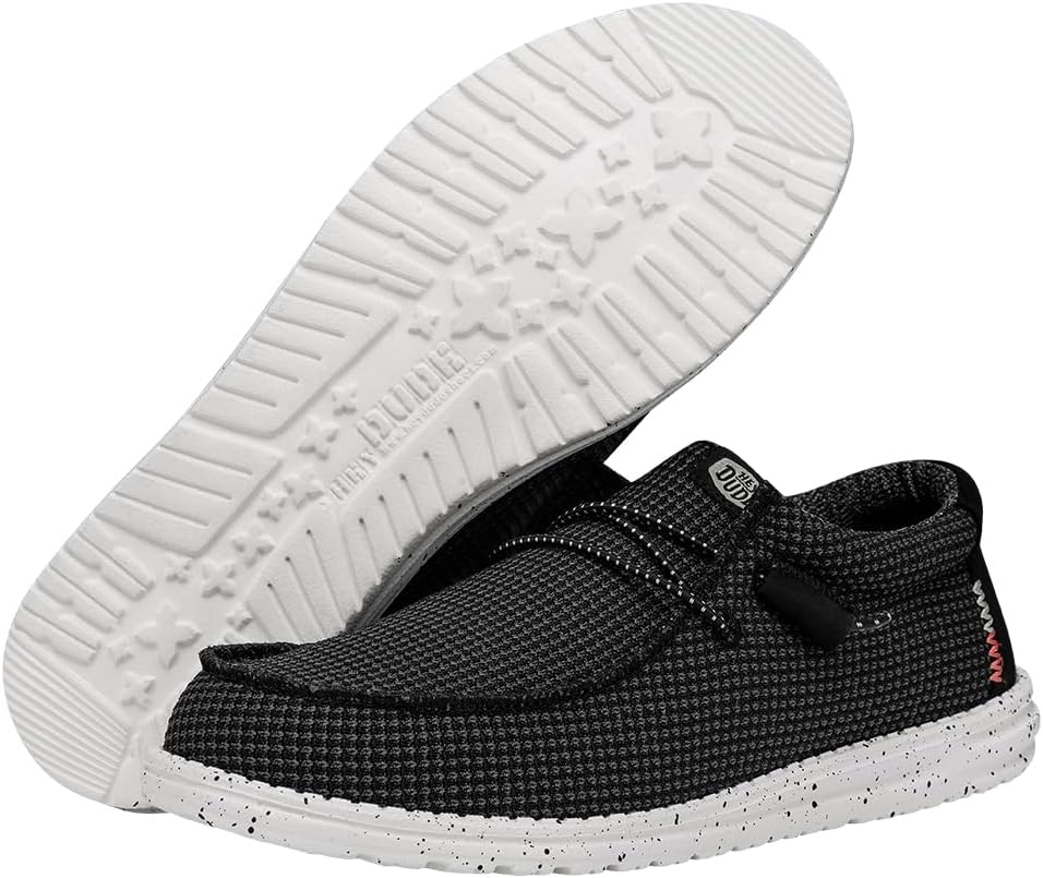 Мужские лоферы без шнурков HEYDUDE Wally Sport Mesh, белый/черный — фото 3