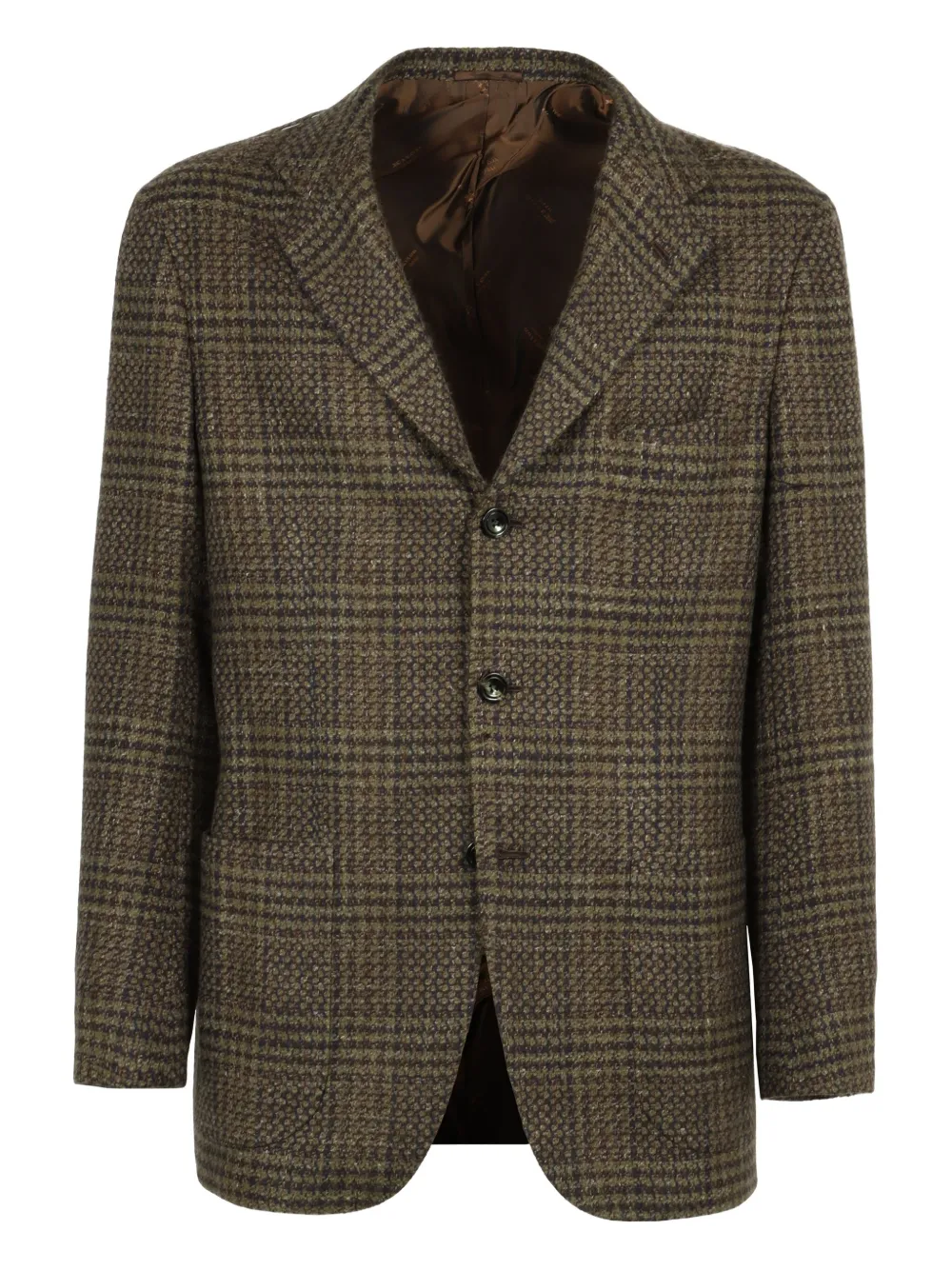 

Пиджак в клетку Kiton, коричневый