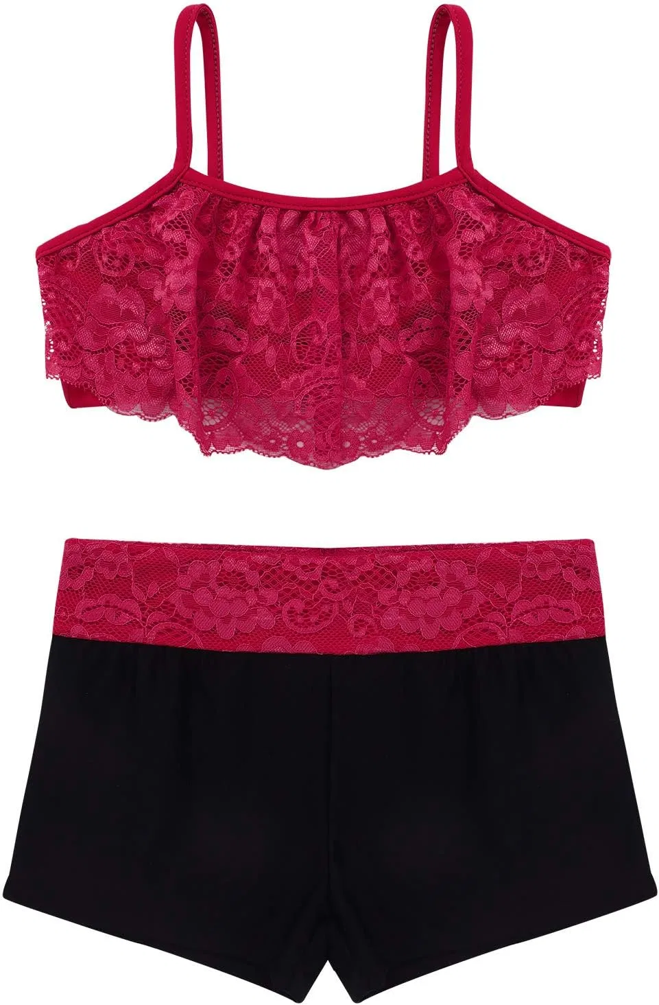 Детский спортивный комплект из топа и шорт Agoky, Burgundy 2pcs — фото 3