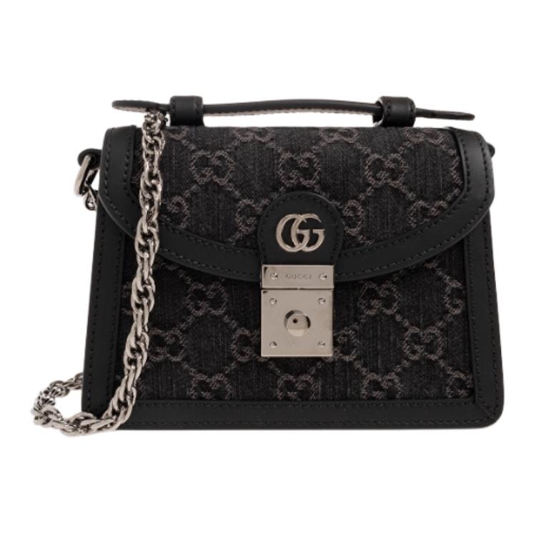 

GUCCI Сумка Ophidia Denim через плечо, мини-сумка женская, черно-серая