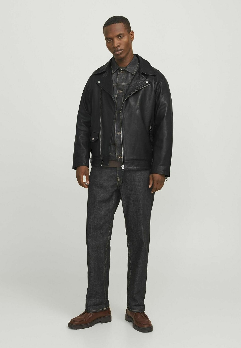 

Кожаная куртка Jack & Jones PREMIUM, черный