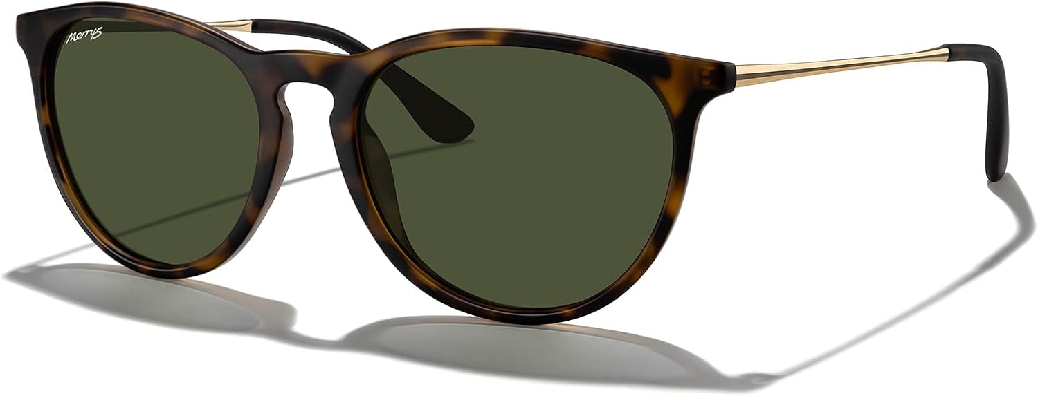 

Винтажные поляризованные солнцезащитные очки MERRY'S для женщин и мужчин, ретро-стиль, круглые зеркальные линзы, защита от ультрафиолета UV400, Matte Leopard Frame/G15 Lens/Gold Legs