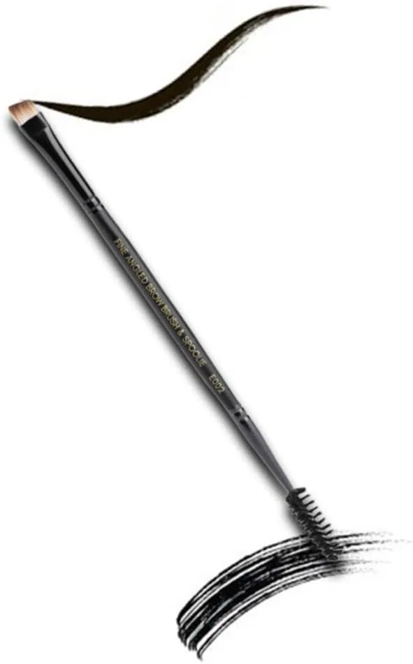 Двусторонняя кисть для бровей Cuffs N Lashes, тонкая угловая кисть и спули, синтетический ворс, 1 шт